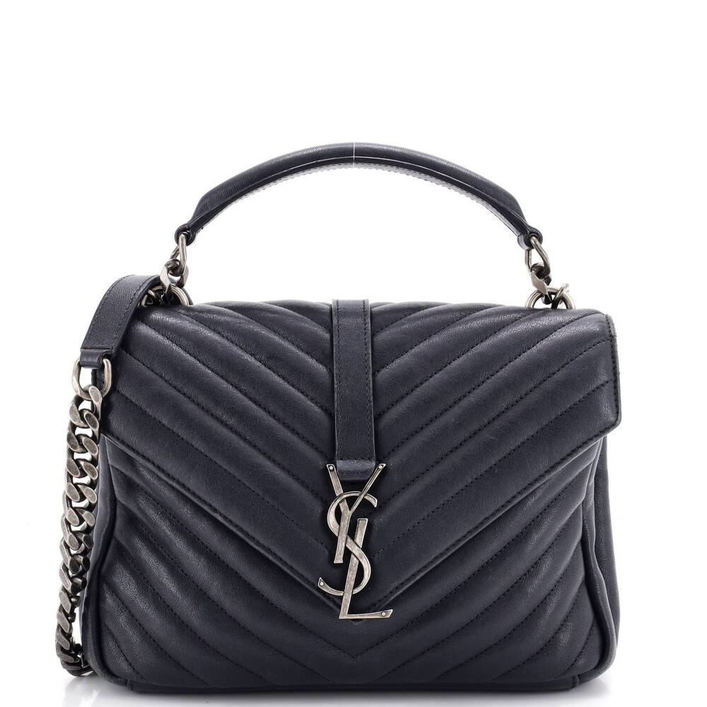 Saint Laurent Medium Classic Monogram College Bag Matelasse Chevron Leather